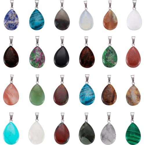 50pcs Stone Pendants Drop Charms for Bracelet Necklace Jewelry DIY Making Mixed Color 25-29x16-17x5-6mm