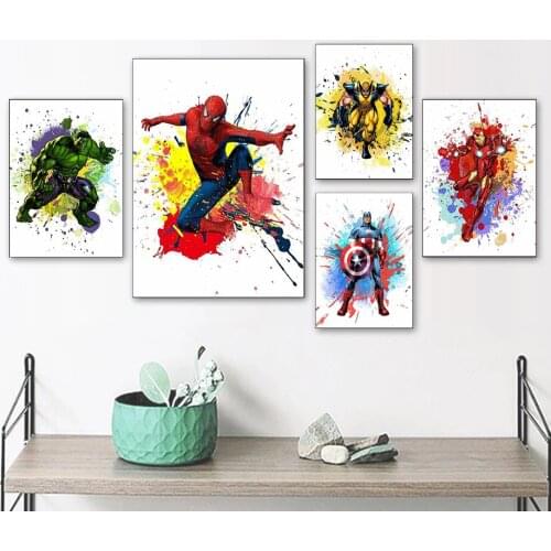 Marvel Avengers Canvas Paintings Iron Man Wolverine Posters and Print Wall Art Pictures for Living Room Home Decoration Cuadros