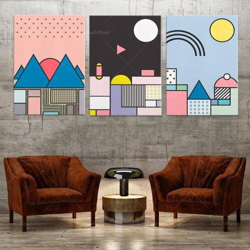 Ensemble 3 affiches, 3 imprimés géométriques, illustrations, décoration murale, gravures de pépinière, décoration de chambre pou