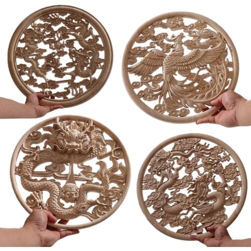 Round Wood Applique Wood Decal Wood Mouldings Onlay Unpainted European Carving Long Floral Wooden Furniture Decoration Corner