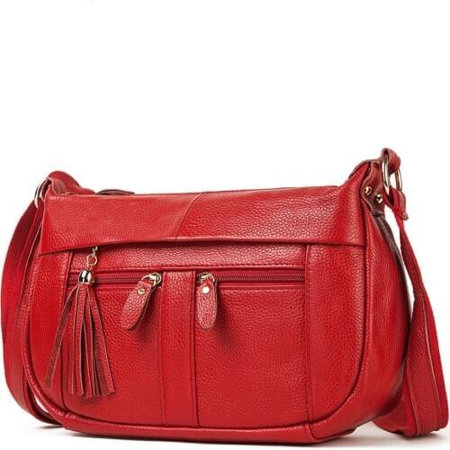 Fashion Trend Mom Bag Leather Ladies Crossbody Bag Multifunctional Large Capacity First Layer Cowhide Shoulder Bag