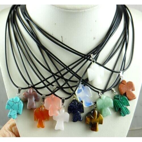 Natural stone Quartz crystal Turquoises tiger eye Opal lapis angel Pendant for diy lJewelry making necklace Accessories