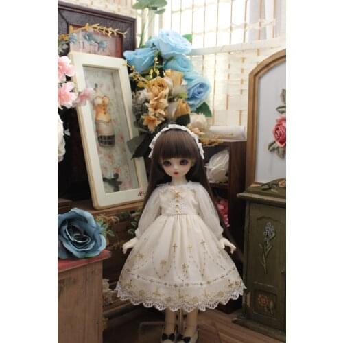 BJD doll dress is suitable for 1/31/41/6Blythes giant baby MSD size fashion gold cross style dress + white simple headpiece suit