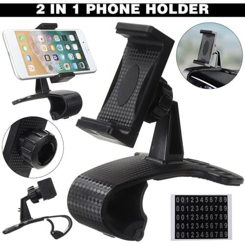 1pc Black Car Dashboard 3.5-6.8 Inch Phone Stand Adjustable GPS Clips Holder Hidden Parking Number Mobile Phone Stand Support