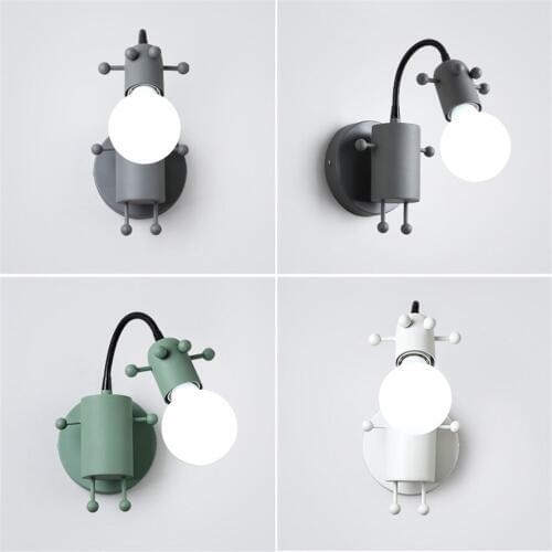 Nordic Childrens room bedside wall lamp kids cartoon Angle adjustable reading light home deco sconces led lighting fixture e27