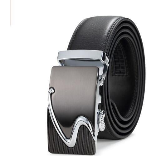 Men business dress BLACK genuine leather cowhide leather belts S ratchet buckle men belt