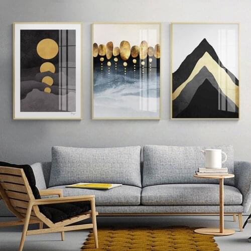 Luxury Geometric Pattern Canvas Wall Art Print Nordic Poster Abstract Painting Landscape Marble Picture Modern Living Room Decor