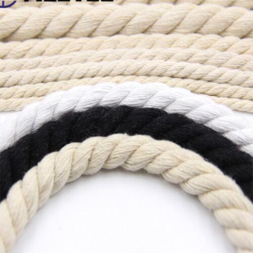 5M/10M 6MM/8MM/10MM/12MM 3 Shares Twisted 100% Cotton Cords Twisted Cotton Rope for Bag Home Decor DIY Home Textile Accessories