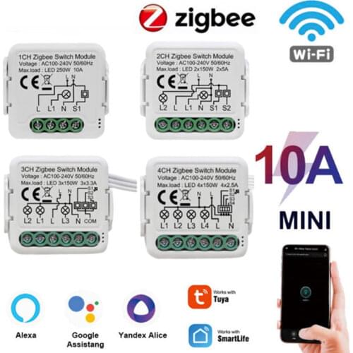 Tuya ZigBee Smart Light Switch Relay Module 3 Gang Smart Life/Tuya App Control, Works with Alexa Google Home