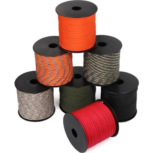 Military 50M 7-Core Paracord Rope 4mm Outdoor Polyester Parachute Cord Camping Survival Umbrella Tent Bundle -40