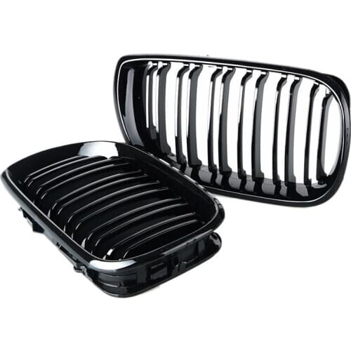 2Pcs Car Style Gloss Black Front Kidney Double Slat Grill Grille for BMW E46 4 Door 4D 3 Series 2002-2005