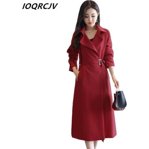 2018 Autumn Women Trench Coat Pocket Long Sleeve Casual Loose Outerwear Turn-down Collar Overwear Fashion Long Windbreaker S58