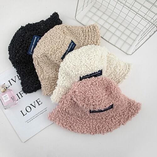 2020 New Lamb Plush Bucket Hats Women Autumn Winter Warm Caps Panama Outdoor Fashion Fisherman Hat Lady Casual Sun Hat Basin Cap