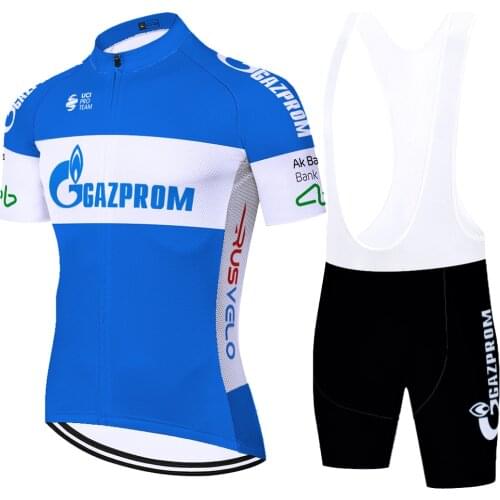 2021 pro Team gazprom cycling jersey summer quick dry 20D Short Sleeve Cycling Clothing Bike maillot Cycling Jersey Bib shorts