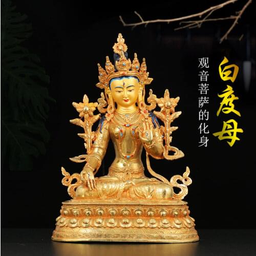 34 CM large # GOOD- HOME Temple Niches Protection Tibetan Buddhism Tibet Nepal Bodhisattva Tara (white ) Guan yin buddha statue
