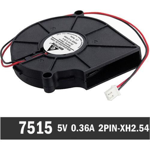50Pcs Gdstime 5V 0.36A 75MM 7515 75MMX15MM Brushless Turbo Blower Centrifugal Fan 2IN Cooler Powerful Air Blower Fan 3000RPM
