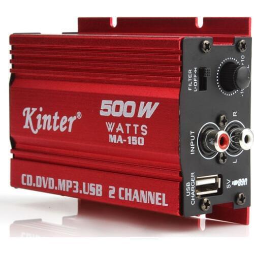 500W Aluminum 12V 2CH Mini Hi-Fi Stereo Audio Amplifier Amp Subwoofer Car CD DVD