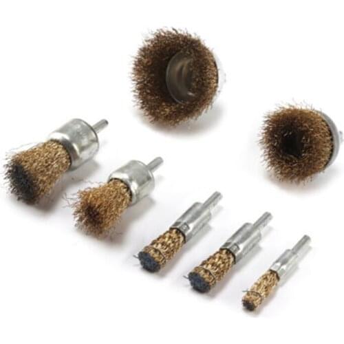 7pcs Drill Wire Brush Wheel Cup Metal Cleaning Rust Remover Sanding Rust Removal