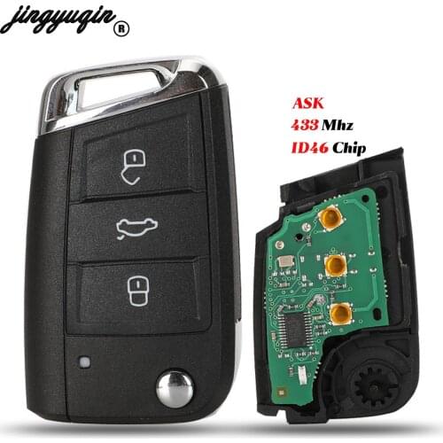 Jingyuqin 3B ASK 433MHZ ID48 Car Key For VW / VOLKSWAGEN Golf 7 MK7 Touran Polo Tiguan without Keyless-go