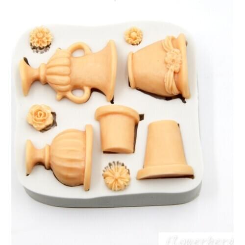 Flower Pot Silicone Mold Garden Silicone Cake Mold Fondant Mold Chocolate Mold Cake Decorating Tools Sugarcraft Flower Cake Mold