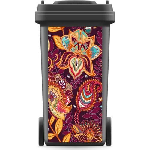 DIY Creative 3D Rubbish Bin Sticker Fashion Hot Flowers Wall Mural Wall Print Decal Removable self adhesive Kitchen Accessories