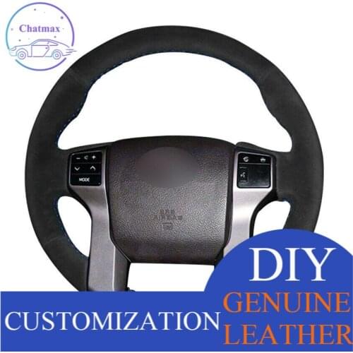 For Toyota Land Cruiser Prado 2010-2017 Tunder Custom Made Anti Slip Hand stitched Car Steering Wheel Cover anti-slip all season