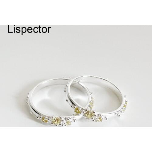 Lispector 925 Sterling Sliver Korean Light Yellow Zircon Rings for Women Nature Elegant Irregular Slim Ring Female Jewelry Gifts