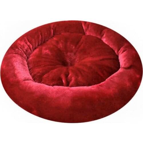 Cat Dog Bed-Round Fleece Fabric Grommet Bed (Red)