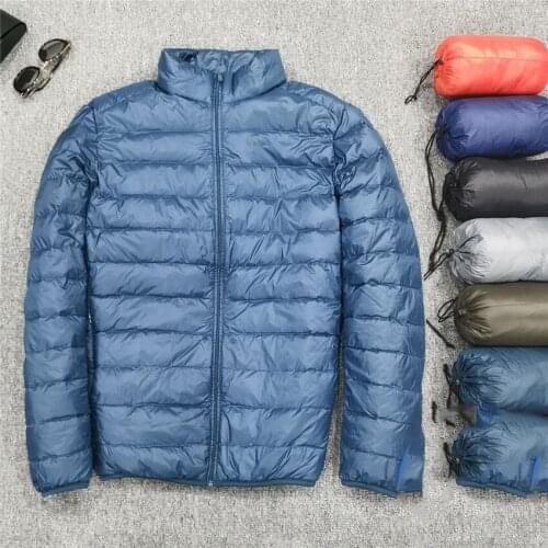 2021 Winter Men White Duck Down Jacket Ultra Light Mens Stand-up collar Coat Autumn Slim Men Short Jackets Coats Outerwear 1468