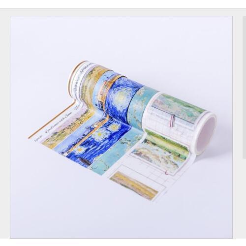 7rolls/pack Van Gogh paintings starry sky gold Rye Apricot blossom Decoration Washi Tape DIY planner Scrapbooking Masking Tape