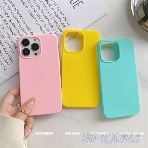For iPhone 13 Promax Candy Color Cute Ultra Thin Cases For iPhone 11 12Pro Max XS XR 7 8Plus Soft Silicone Rainbow Cover Coque