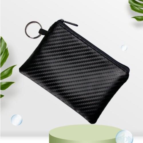 Small Zipper Coin Purse with Ring 2019 Men Mini Pouch Carbon Fiber PU Leather Bag Card Holder Money Change Key Wallet Kids Gifts