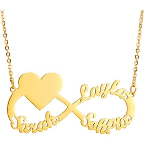 Noelia Custom Name Necklace With Heart Personalized 8 Character Pendant Necklace Stainless Steel Multi-Name Custom Necklace