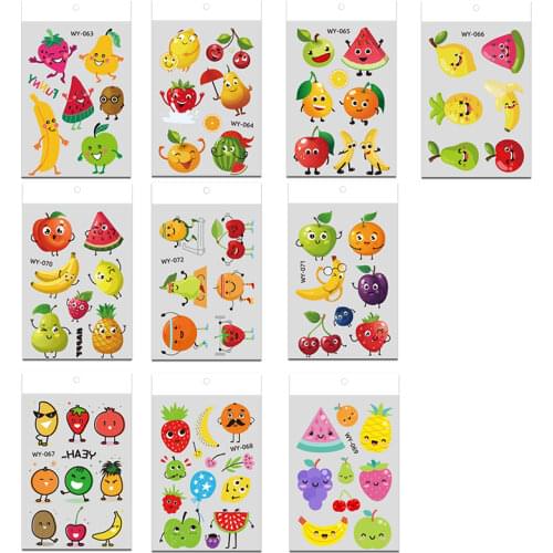 New Children Tattoo Cartoon fruit smiley face tattoo stickers Cute Makeup Temporary Body Arm Stickers Disposable tattoo stickers