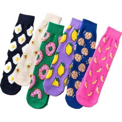 Early Autumn New Creative Tube Socks Female Korean Socks Cartoon Cotton Socks Fruit Food Trend