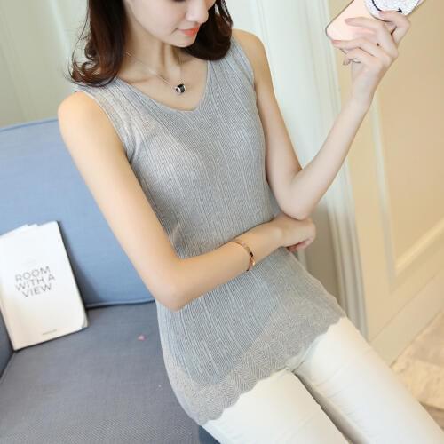 OHCLOTHING 2017 summer new V collar sleeveless women knitted Bra slim Shan Shunv sling hook flower hollow I-beam