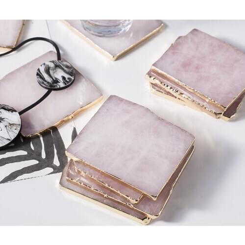 Ordic style ins super fire natural powder agate piece gold edged jewelry frame ornament holder ornament ornament crystal coaster