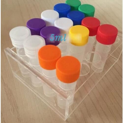 50 Pcs 5ml Frozen Tube Plastic Bottles Screw Cap With Silicone Gasket Serum Sample Storage Transparent Container Vials Mix Color