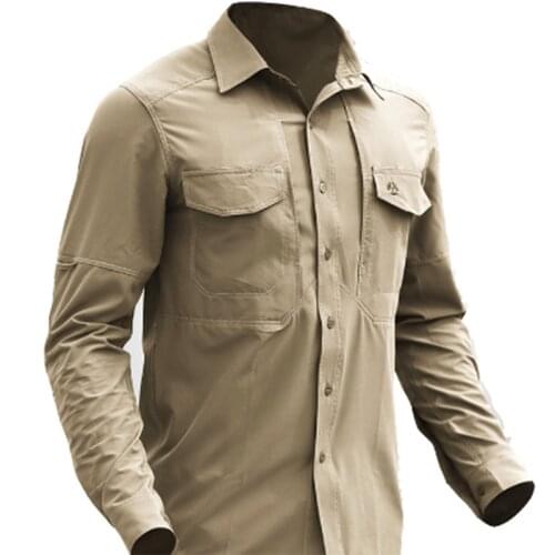 Men Shirt Breathable Quick Dry Tactical Shirt Spring Summer Soqoool Lightweight Military Shirt Stretch Multi Pockets Shirts