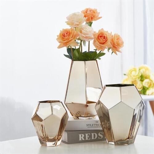 NORDIC GEOMETRIC VASE DESKTOP GLASS HYDROPONICS FLOWERPOT HOME ENTRANCE STUDY HALLWAY FLOWER JARDINIERE WEDDING MESA DECOR VASES