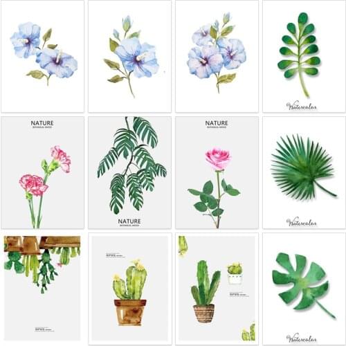 Nordic modern simple style plant flowers green spray painting living room decoration hanging painting
