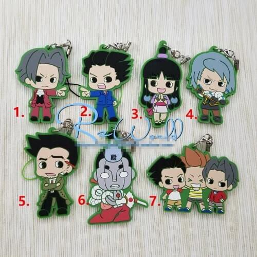 T915 Anime Phoenix Wright rubber Keychain Key Ring Straps Rare cosplay