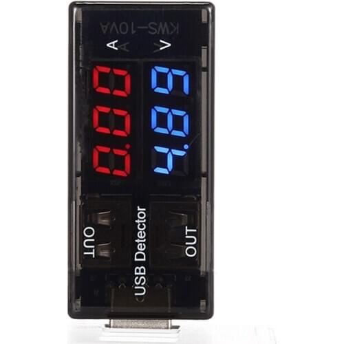 USB Tester, USB Power Meter, 3-9V 0-3A Voltage Tester Multimeter Current Meter Tester Red Blue Color Display Voltmeter Ammeter