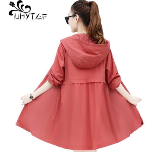 5XL Plus Size Sun Protection Clothing Hooded Summer Coat Anti-UV Thin Women Jacket 2021 Korean Breathable Female Outerwear 2091