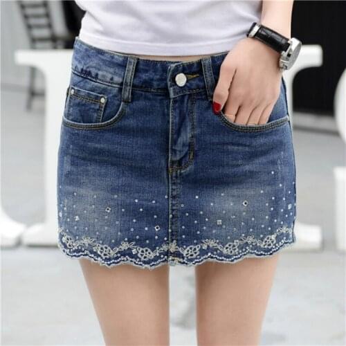 Summer Denim Skirt Shorts New 2021 Women Vintage Embroidery Short Jeans Female Fashion High Waist Jean Short Feminino Size 26-40