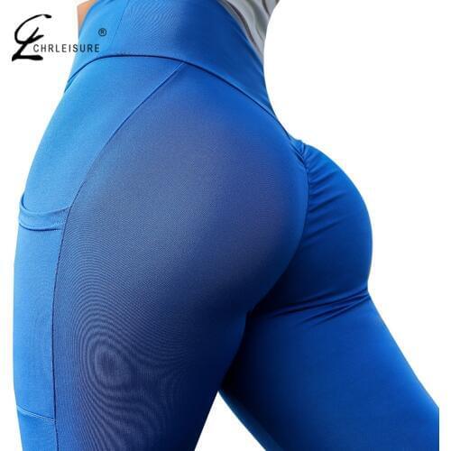 CHRLEISURE Fitness Leggings Women for Push Up Workout Legging High Waist Pockets Patchwork Leggins Pants Women Fitness Clothing