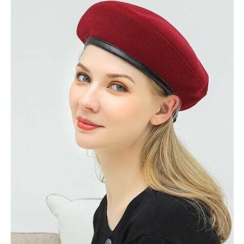 Women beret hat beanie cap autumn imitation sheep leather octagonal hat all-match casual painter cap drawstring newsboy hat