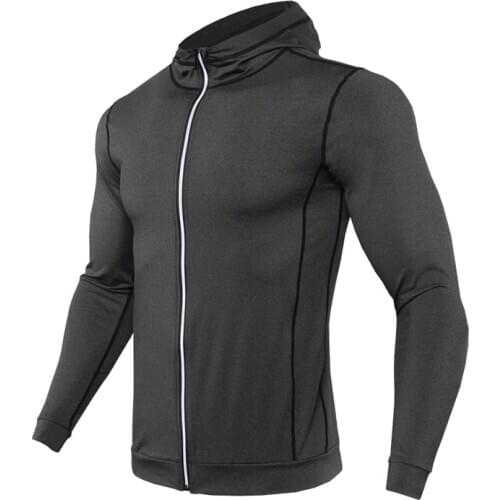Winter Hooded Sport Jacket Men Fitness Jersey Tight Top Outdoor Soccer Gym Hoodie Windbreaker Quick Drying Running Sports Coat