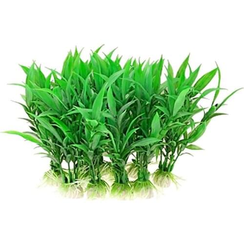 10pcs Plastic Aquatic Plant Artificial Grass Fish Tank Aquarium Decoration Green