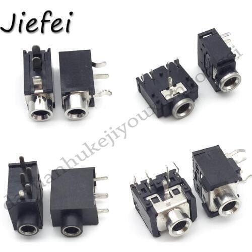 100pcs 1/8" 3.5mm female Headphone DIP 3 pin 5 pin Socket Jack with Nut Panel Mount